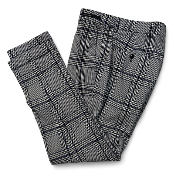 Scotch & Soda Black & Blue Plaid Blake Pleated Pants - Picture 1 of 3
